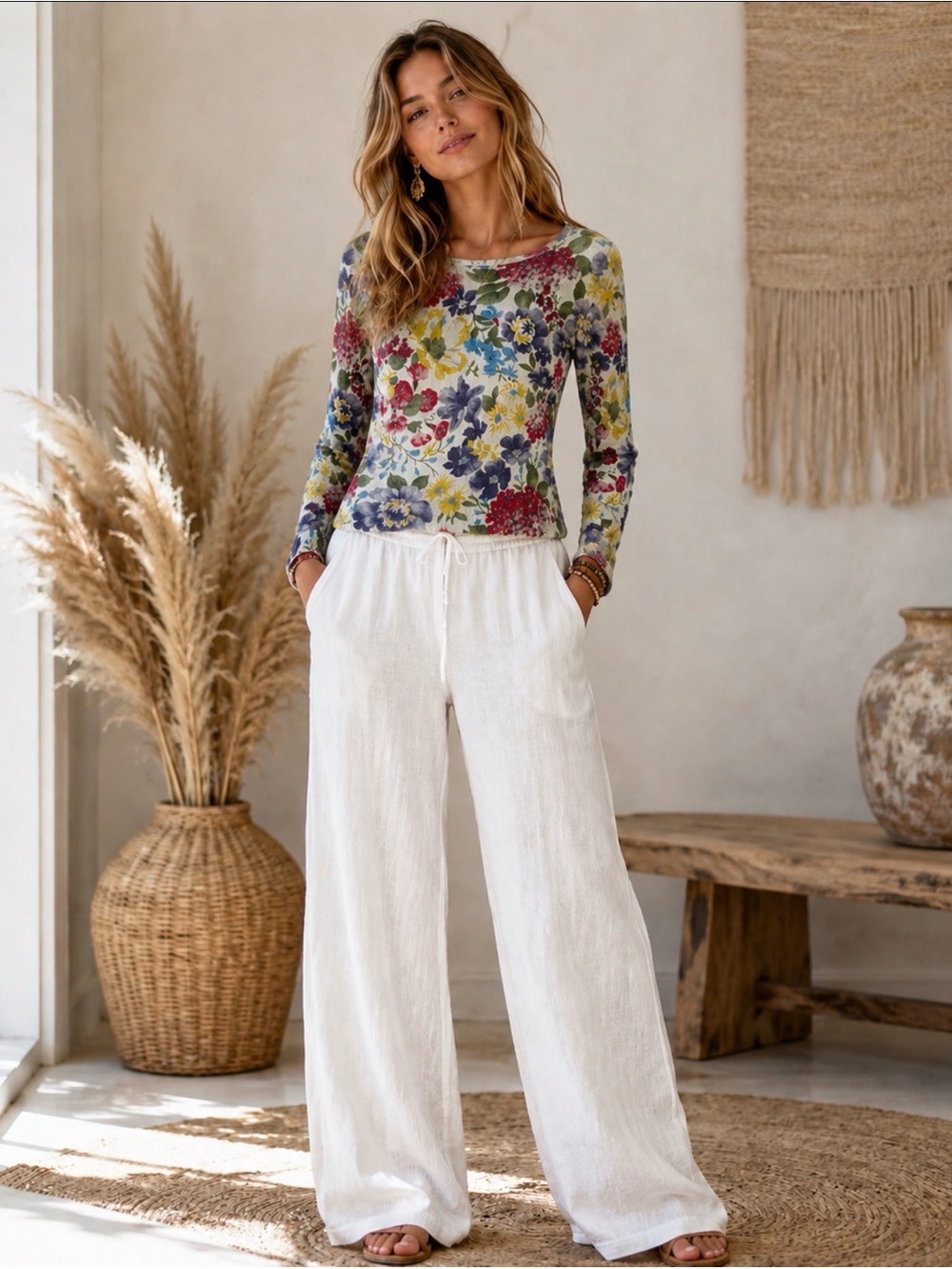 Autumn Cashmere 100% Cashmere Multicolor Floral Sweater Size Small